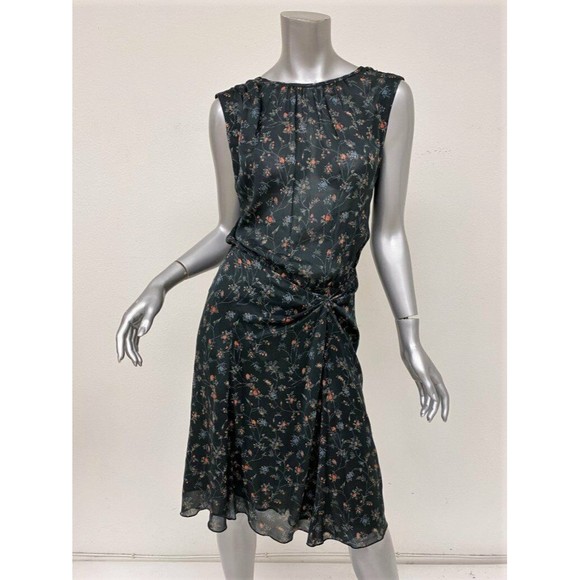 Isabel Marant Dress Taos Black Floral Print Stretch Silk Size 38 Open Back NEW - Picture 3 of 7